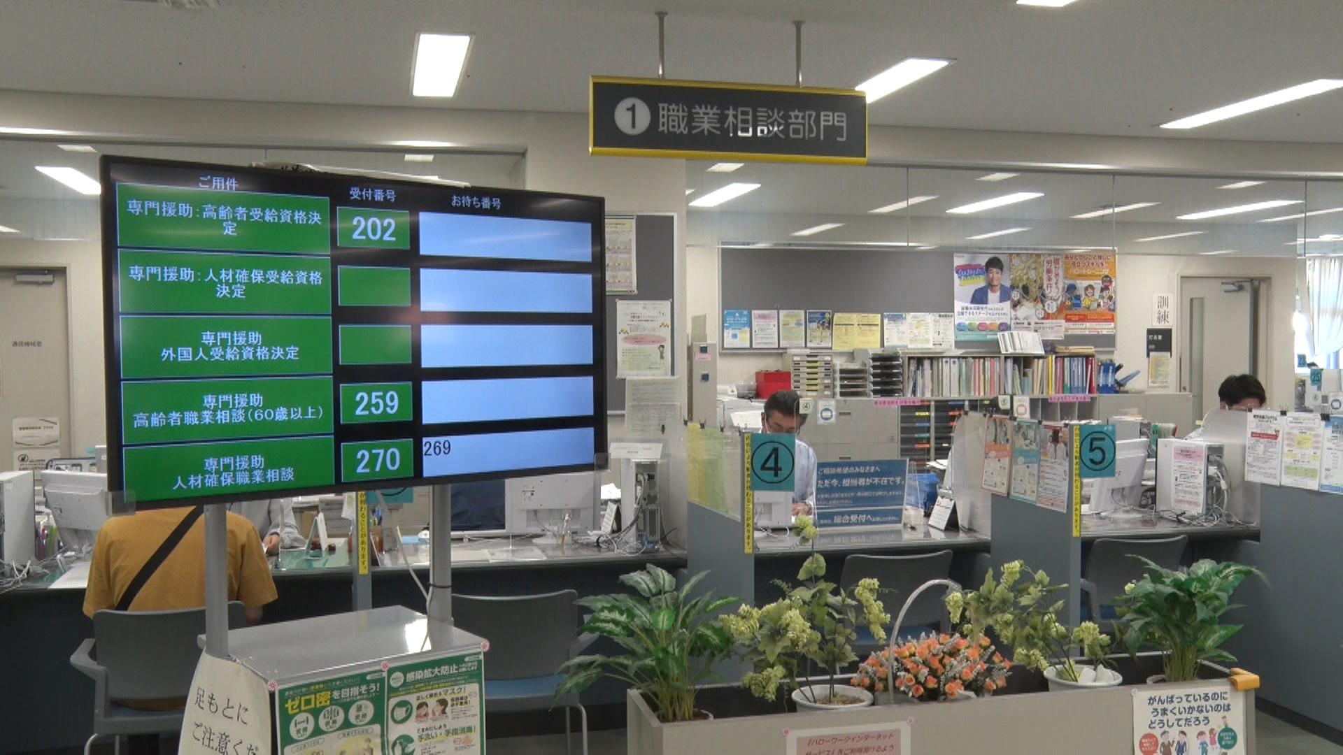 求職者数の増加大きく　有効求人倍率2カ月連続の減少　