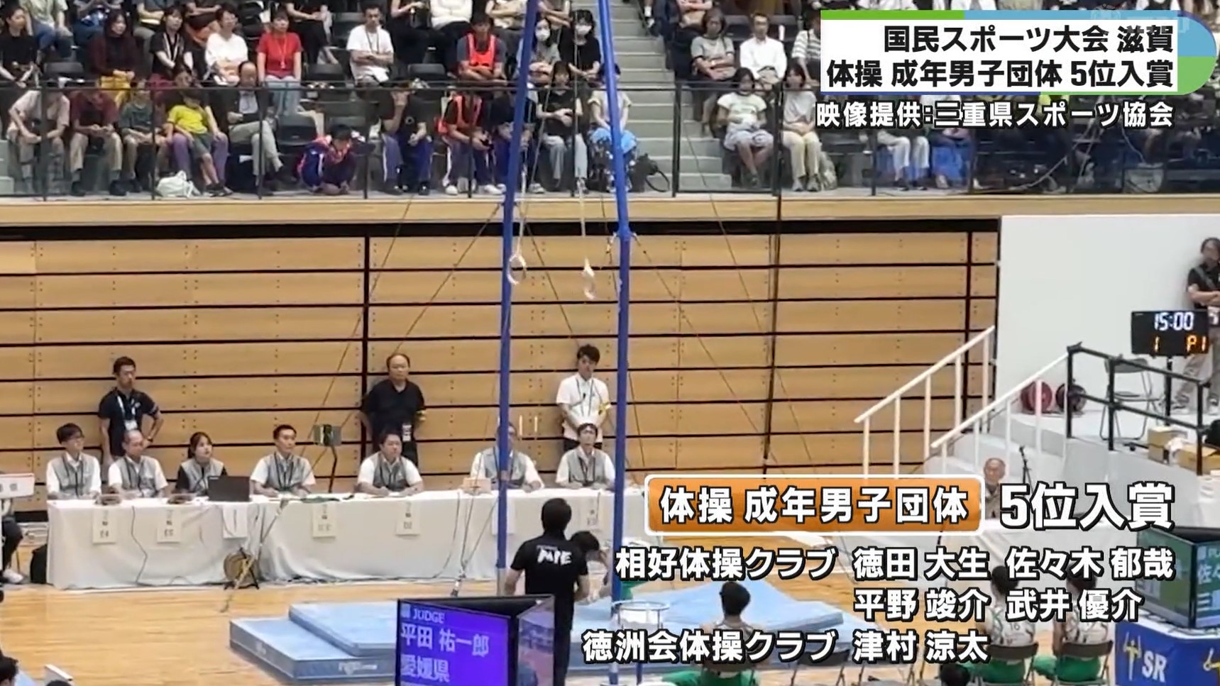 体操競技成年男子総合で5位など　滋賀国スポ・三重県選手団14日の結果