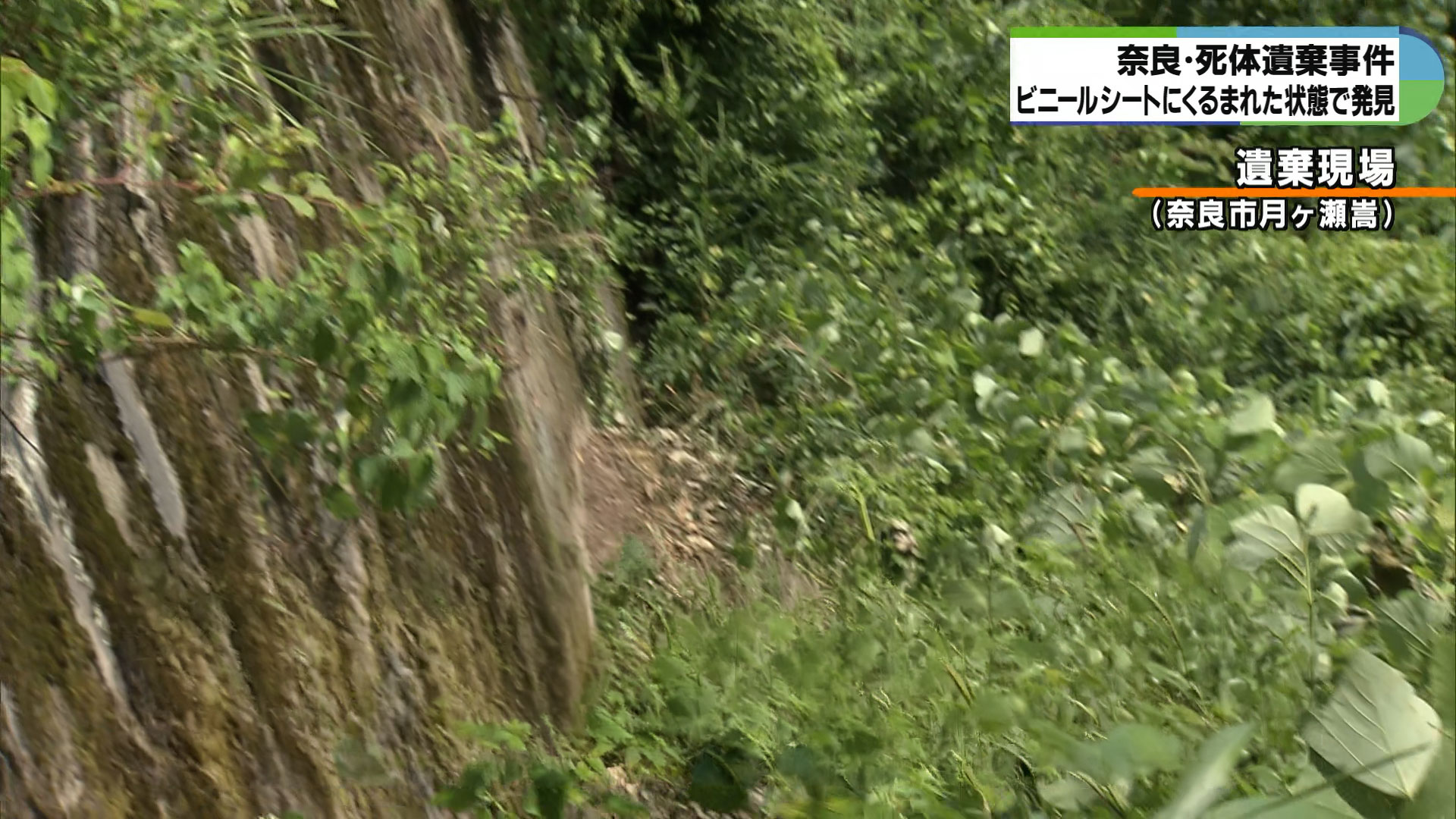 奈良市山中の2遺体事件　緑色のビニールシートにくるまれ草むらで発見
